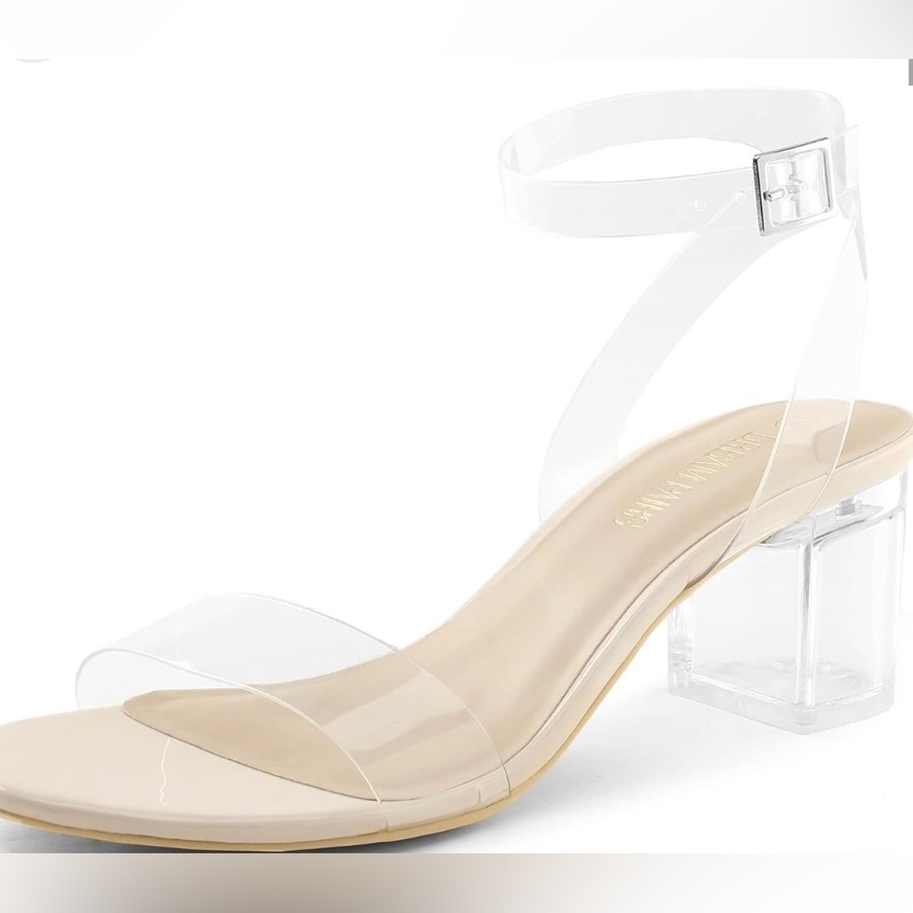 Nude heel Sandals, transparent shoes 
Revol Wisdom Clear Chunk size 9